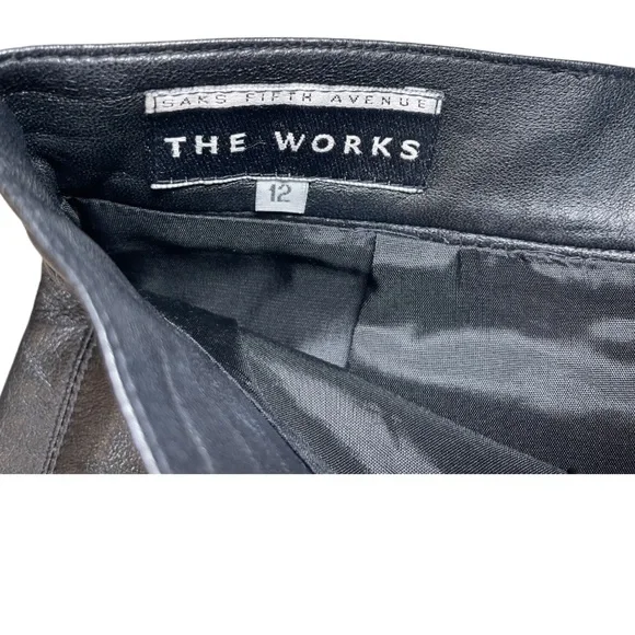 Saks Fifth Avenue black leather pencil skirt 12 - Picture 3 of 6